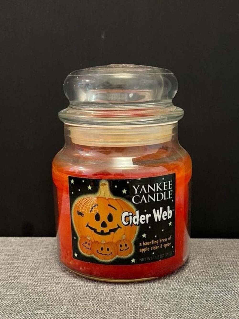 Yankee Candle Cider Web Retired Halloween 14.5 oz Medium Jar Scented Candle